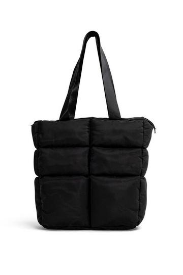 Nylon Padded Tote Bag Black