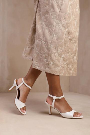 'Alabama' Mid Heel With Ankle Strap White