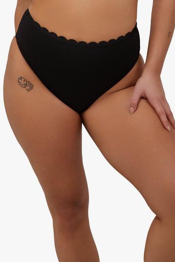 Sophia Mix & Match Scallop High Waist Bikini Bottom In Black Black