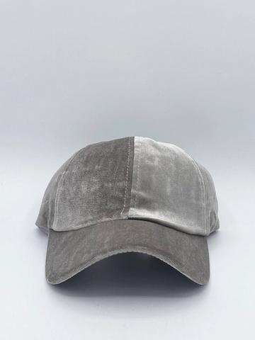 Velvet Baseball Cap in Grey Grey