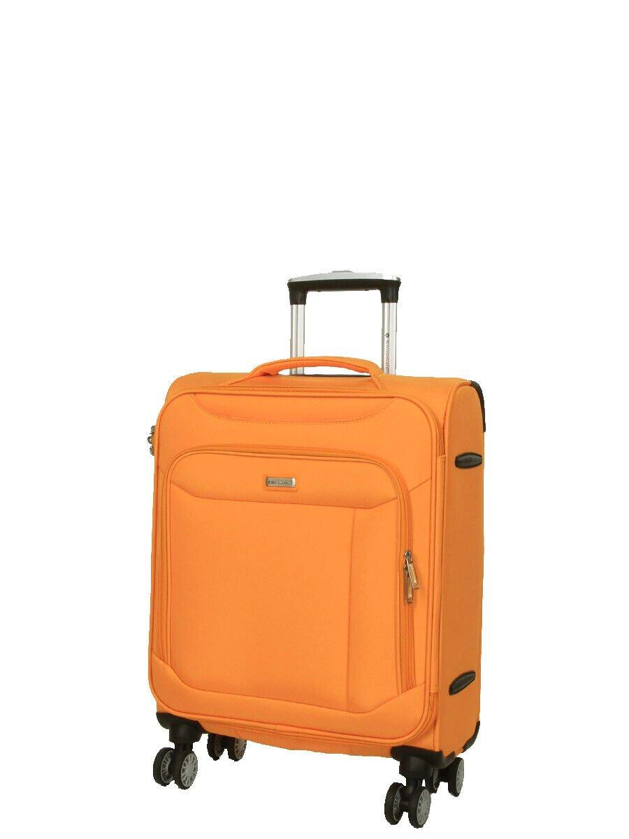 Lightweight Yellow Suitcase 4 Wheel Luggage Travel Cabin TSA Soft Bag