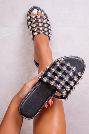 'Kelly' Studded Slider Black