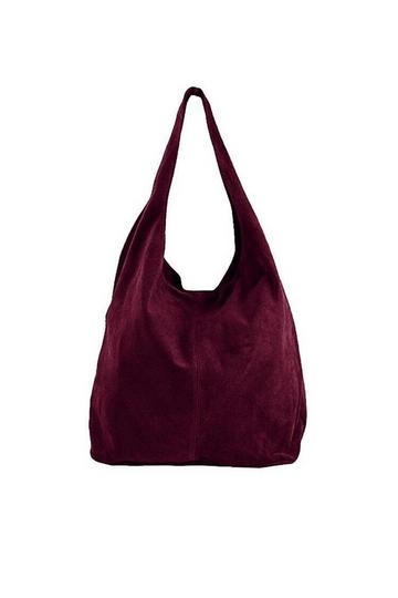 Maroon Soft Suede Hobo Shoulder Bag | BYXYI Maroon