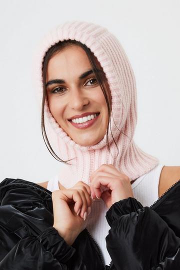 Loose Fit Crochet Knit Balaclava Baby Pink