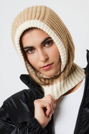 Loose Fit Crochet Knit Balaclava Beige