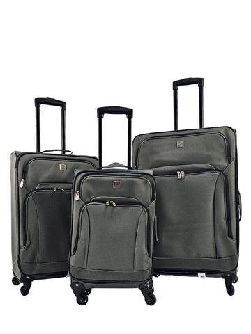 Grey Grey Lightweight Suitcases 4 Wheel Luggage Travel Cases Soft Bags Cabin Set