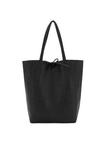 Black Black Leather Tote Shopper Bag| BYXNA