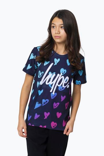 Multi Scribble Hearts T-Shirt Multi