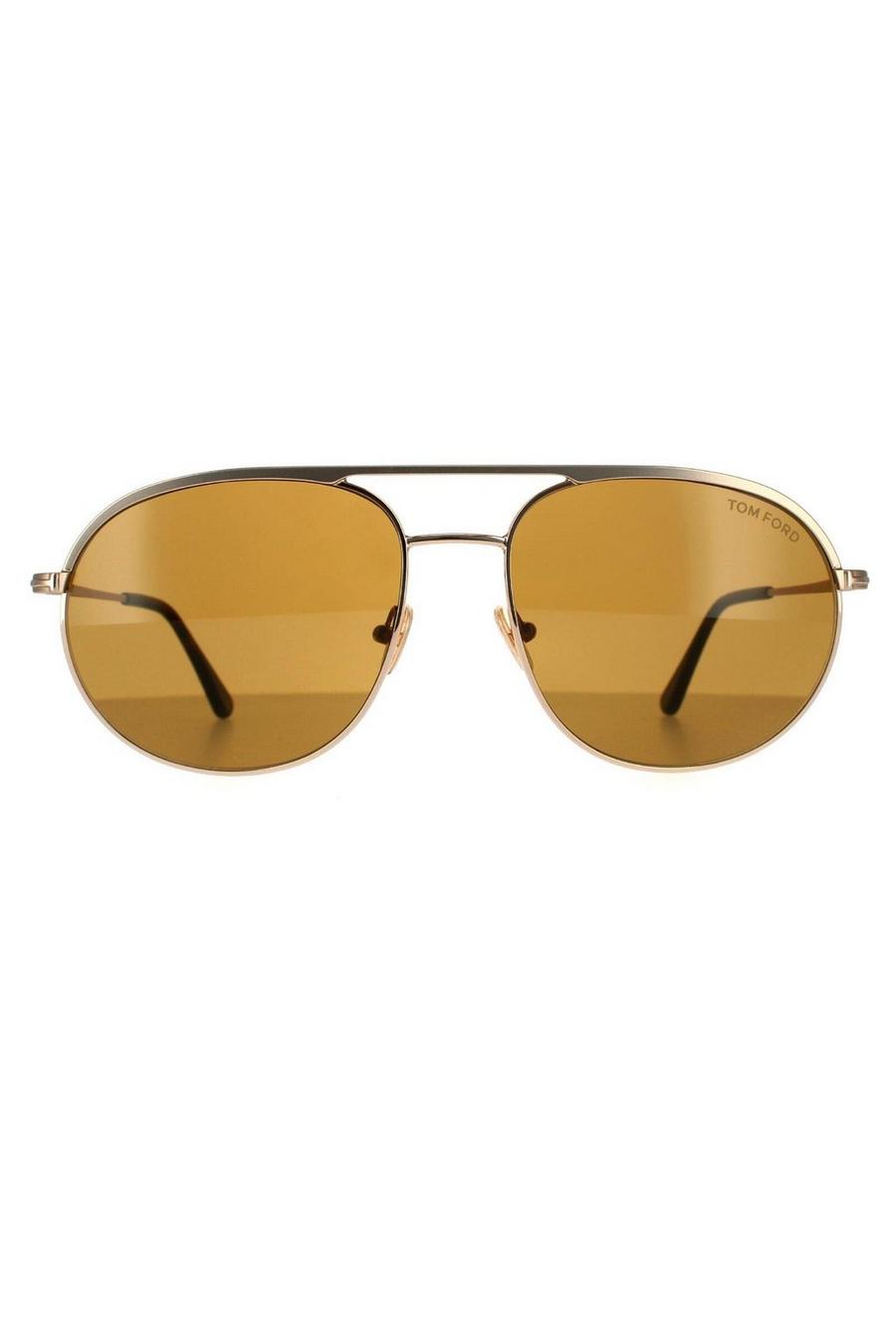 Aviator Matte Rose Gold Brown Sunglasses image number 1