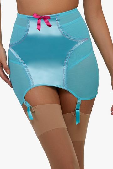 Blue Cleo Contrast Stitch Mesh Retro Girdle