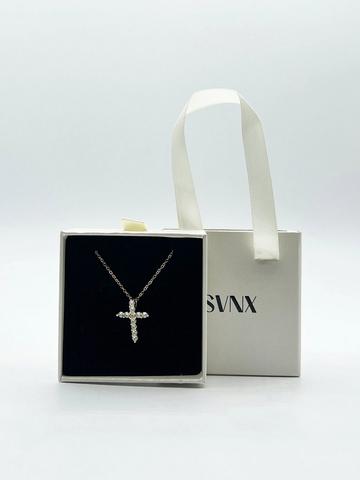 Diamante Cross Necklace in Gold Gold