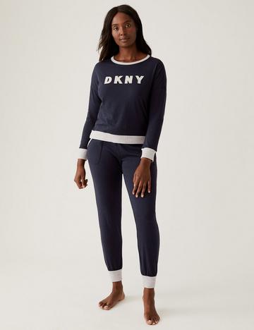 Navy Signature Top and Jogger Pyjama Set