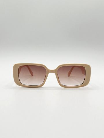 Oversized Rectangle Sunglasses in Beige Beige