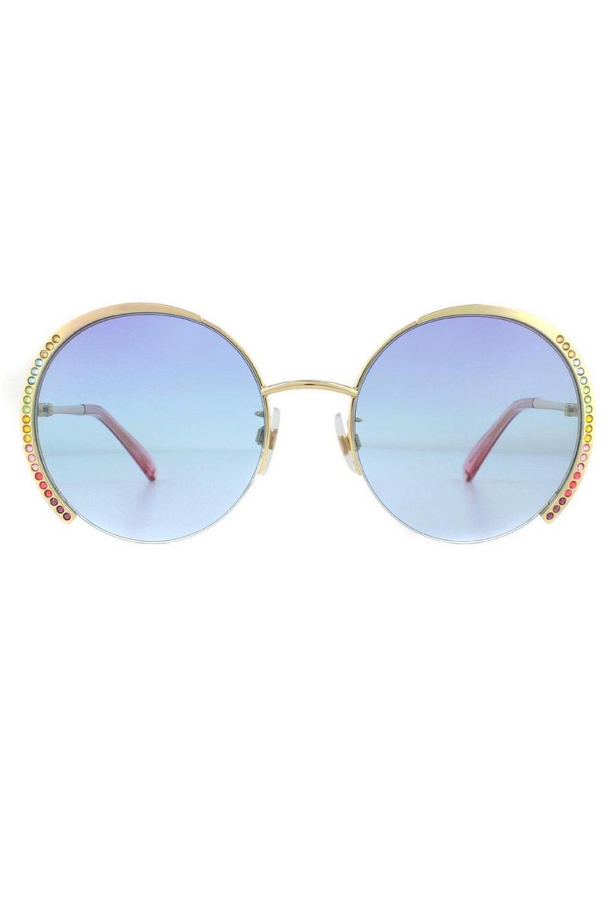 Round Gold Blue Gradient Sunglasses image number 1