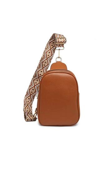 Brown Trendy Sling Dual Compartments Crossbody Bag Backpack Style With Ajustable Strap