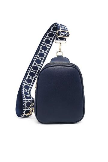 Blue Trendy Sling Dual Compartments Crossbody Bag Backpack Style With Ajustable Strap