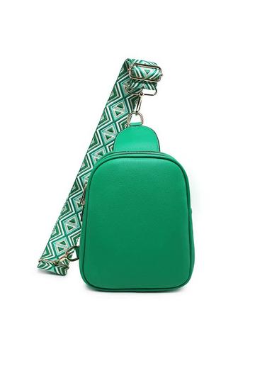 Green Trendy Sling Dual Compartments Crossbody Bag Backpack Style With Ajustable Strap