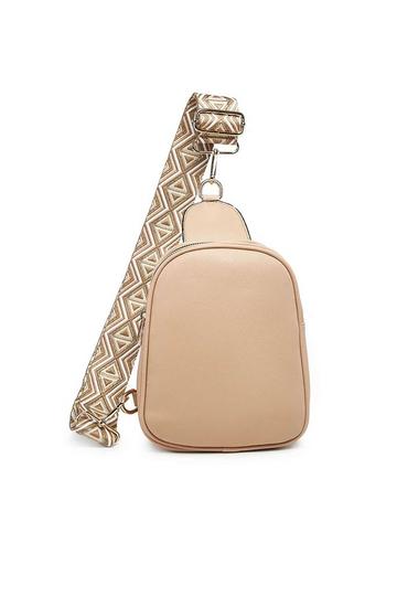 Nude Trendy Sling Dual Compartments Crossbody Bag Backpack Style With Ajustable Strap