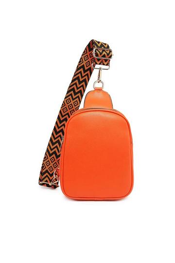 Orange Trendy Sling Dual Compartments Crossbody Bag Backpack Style With Ajustable Strap