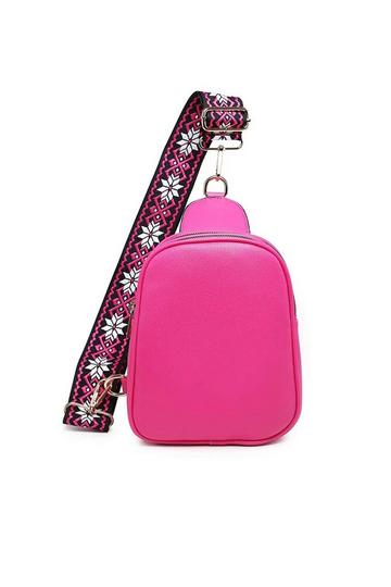 Trendy Sling Dual Compartments Crossbody Bag Backpack Style With Ajustable Strap Rose