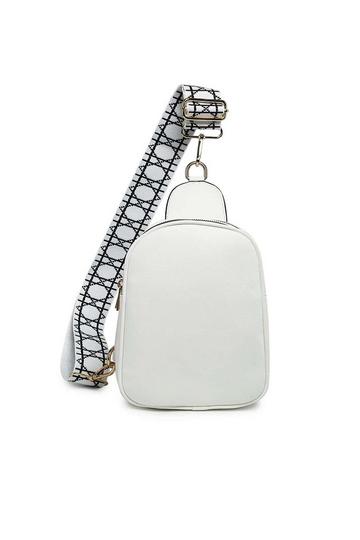 Trendy Sling Dual Compartments Crossbody Bag Backpack Style With Ajustable Strap White