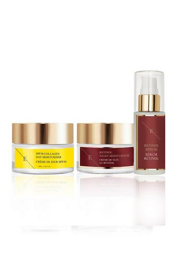 Retinol Serum 30ml + Retinol Night Moisturiser 50ml+ SPF 50 Collagen Day Cream 50ml Clear