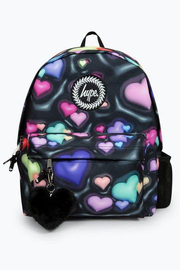 3D Hearts Badge Backpack Black