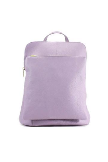 Lilac Soft Pebbled Leather Pocket Backpack | BADRE Lilac