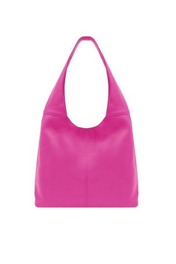 Fuchsia Soft Pebbled Leather Hobo Bag | BAEDR Fuchsia