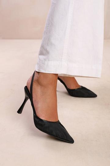 Black 'Minsk' Wide Fit Pointed Toe Heels With Strap