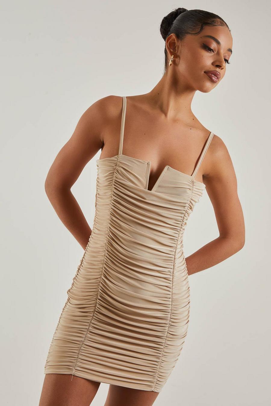 Stone Ruched Mini Dress image number 1