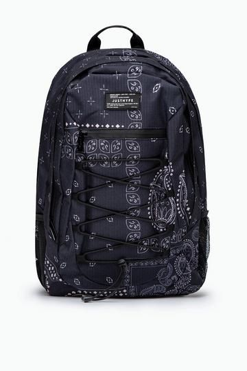 Black Paisley Palm Military Patch Maxi Backpack