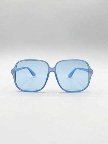 Oversized Lightweight Square Frame Sunglasses in Blue Blue