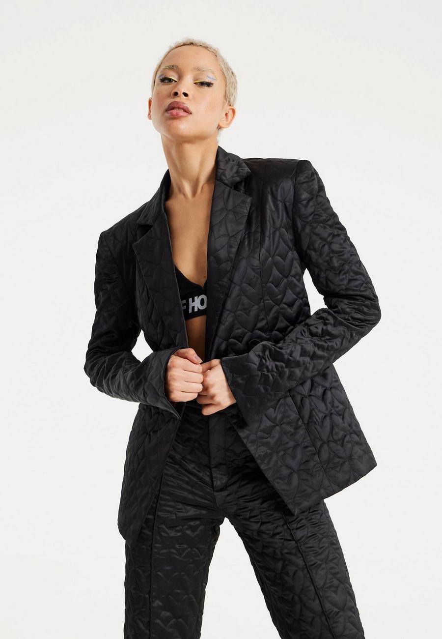 Heart Quilted Blazer in Black image number 1