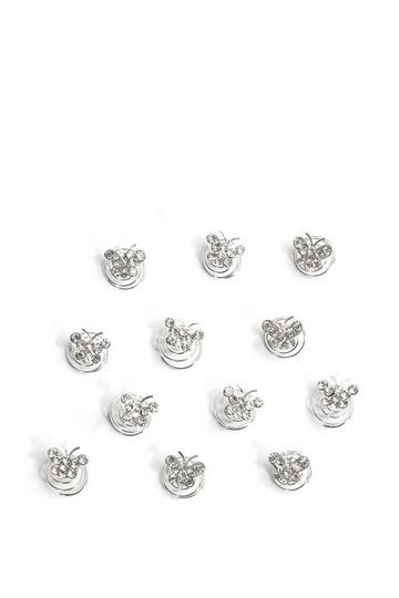 Butterfly Rhinestone Hair Twists Silver