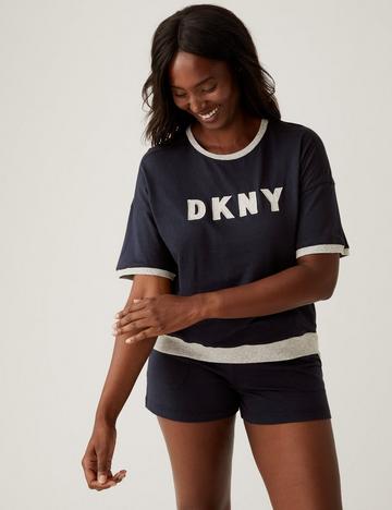 Navy Signature Top and Jogger Short Pyjama Set