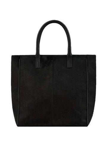 Black Large Calf Hair Large Leather Tote | BYBXX Black