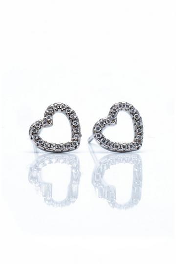 Silver Crystal Delight Heart Stud Earrings