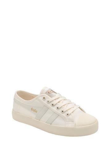 'Coaster' Canvas Lace-Up Trainers Off White