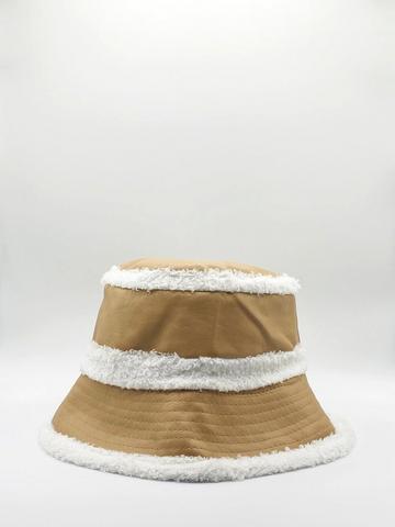 Maeve Reversible Bucket Hat In PU & Borg Cream