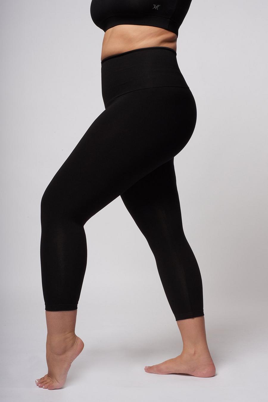 Black Extra Strong Compression Curve Cropped Leggings with Tummy Control