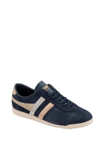 'Bullet Mirror Trident' Suede Lace-Up Trainers Navy