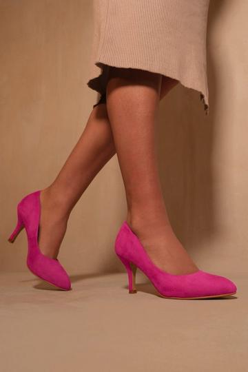 'Paola' Mid High Heel Court Pump Shoes With Pointed Toe Fuchsia