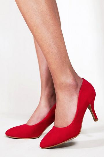 Red 'Paola' Mid High Heel Court Pump Shoes With Pointed Toe