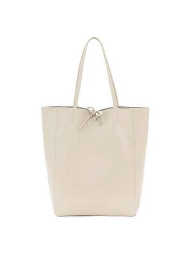 Ivory Pebbled Leather Tote Shopper | BYAXY Ivory