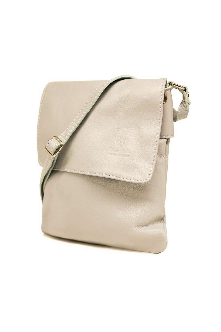 Beige Small Italian Genuine Leather Crossbody Handbag Stylishy Phone Bag image number 1