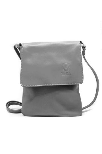 Grey Small Italian Genuine Leather Crossbody Handbag Stylishy Phone Bag