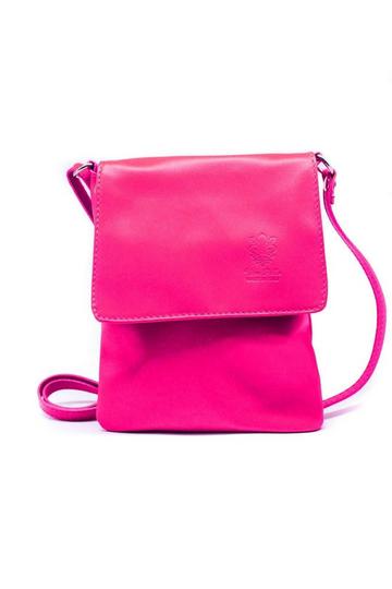 Small Italian Genuine Leather Crossbody Handbag Stylishy Phone Bag Fuchsia