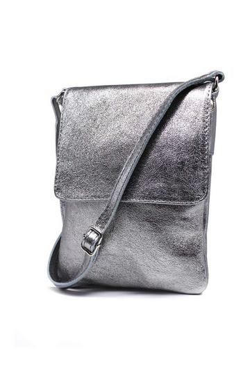 Silver Small Italian Genuine Leather Crossbody Handbag Stylishy Phone Bag