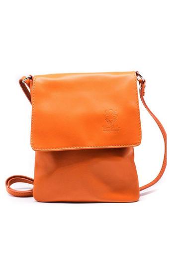 Orange Small Italian Genuine Leather Crossbody Handbag Stylishy Phone Bag